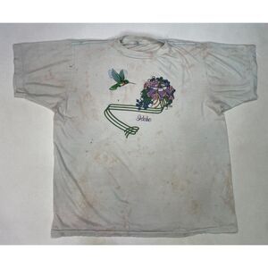 VINTAGE Idaho Flower Bird Graphic T-shirt Women Large 80s Single Stitch